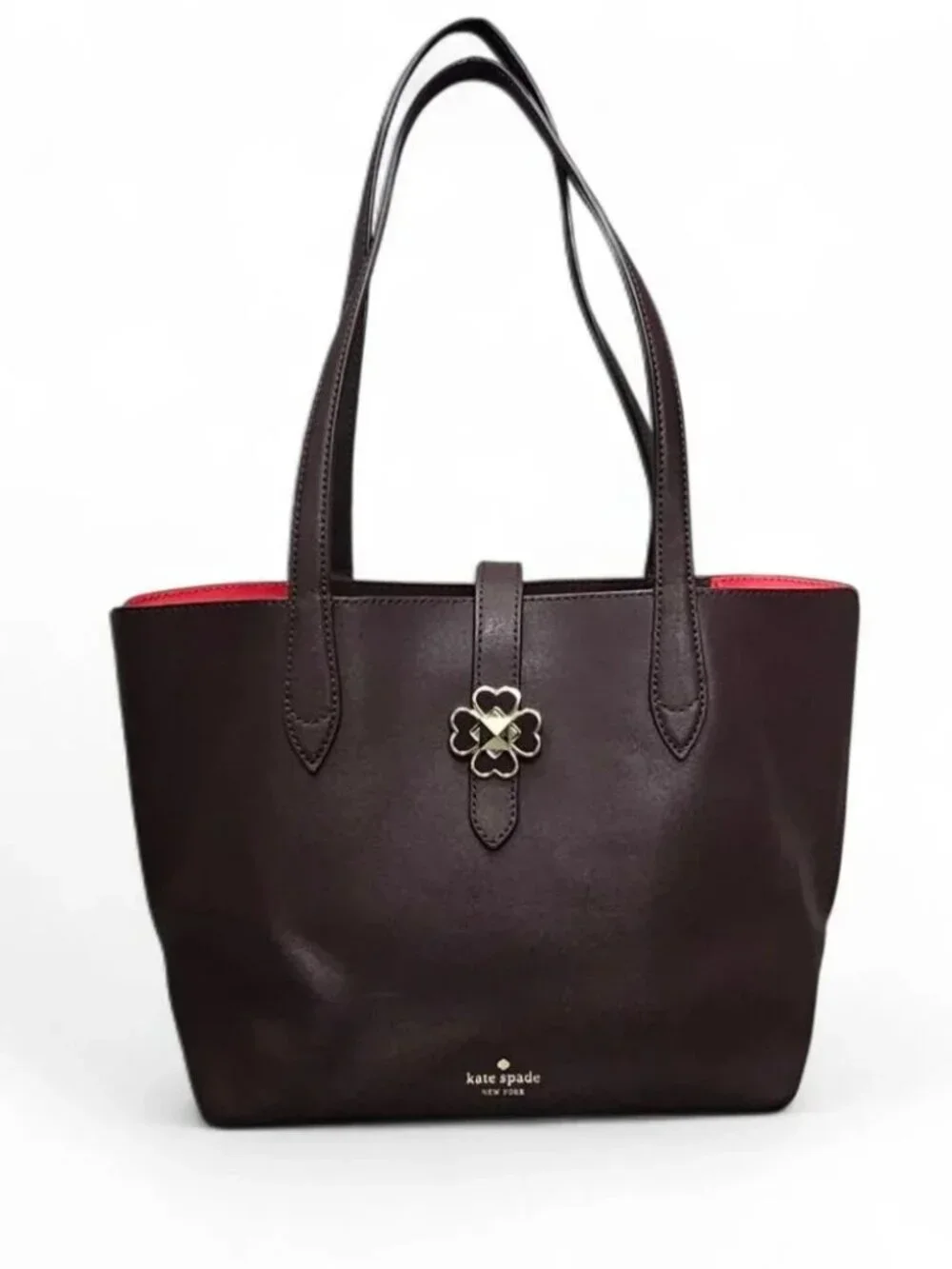 KATE SPADE Kaci Chocolate Cherry Leather Large Tote Bag